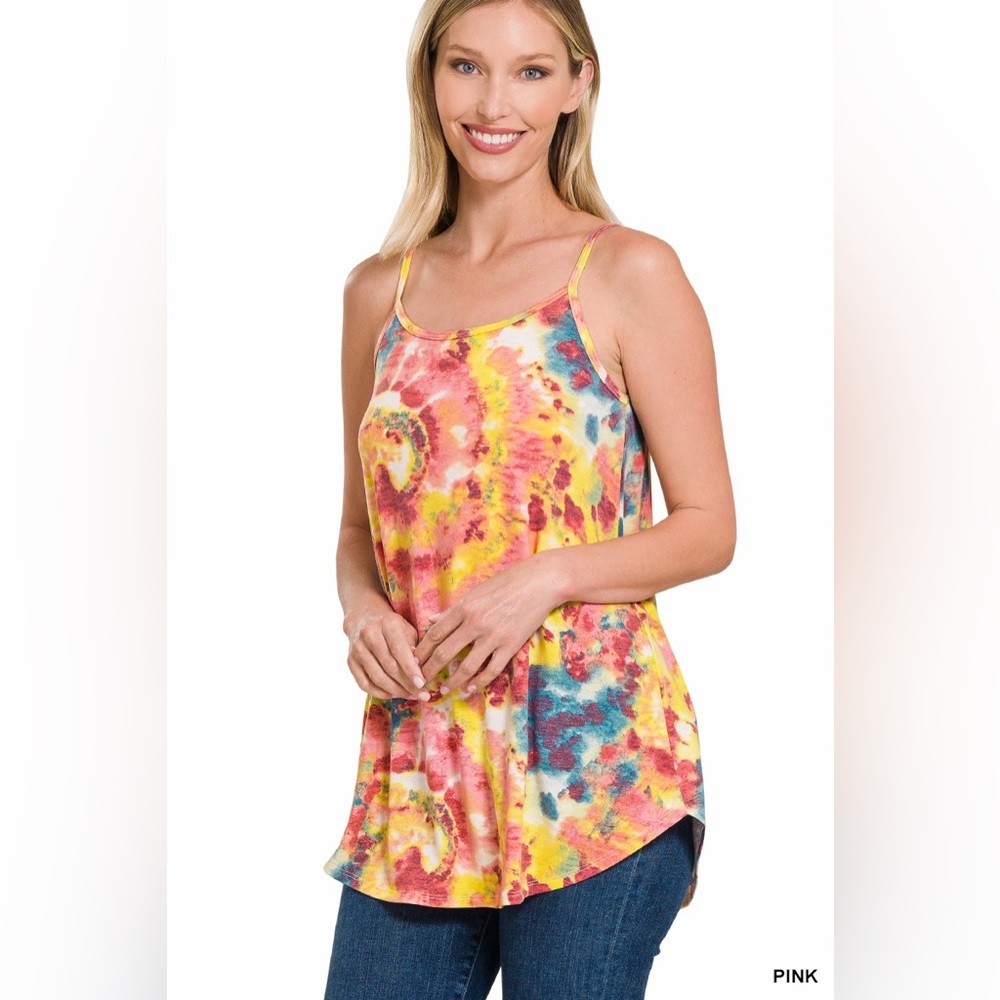 Zenana Outfitters HOST PICK 🎉🎉🎉Tie-Dye Camisole - Yellow, Pink, Blue